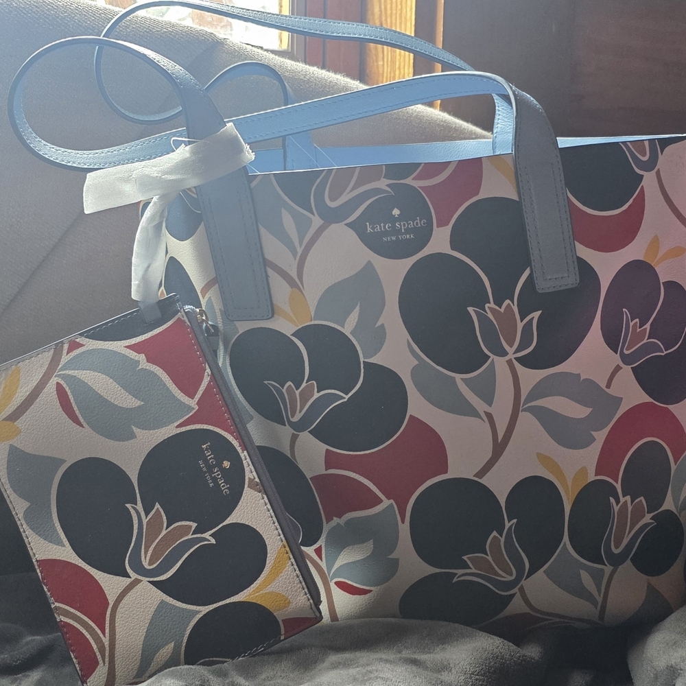 Kate Spade Multicolor Floral Tote Bag with Pouch